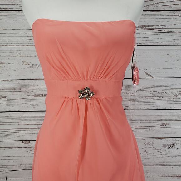 Mori Lee By Madeline Gardner New Peach Bridesmaid Dress Size 17/18 - Picture 5 of 16